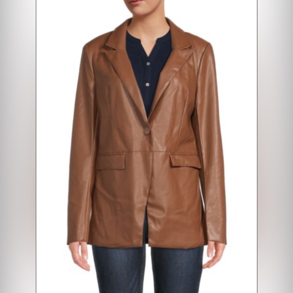 Laundry by Shelli Segal Faux Leather Blazer (Sz XL) Brown NWT - Picture 3 of 10